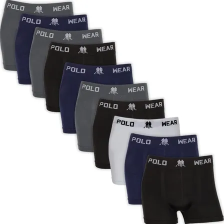 Kit 10 Cuecas Masculinas Boxer Microfibra Polo Wear Sortido