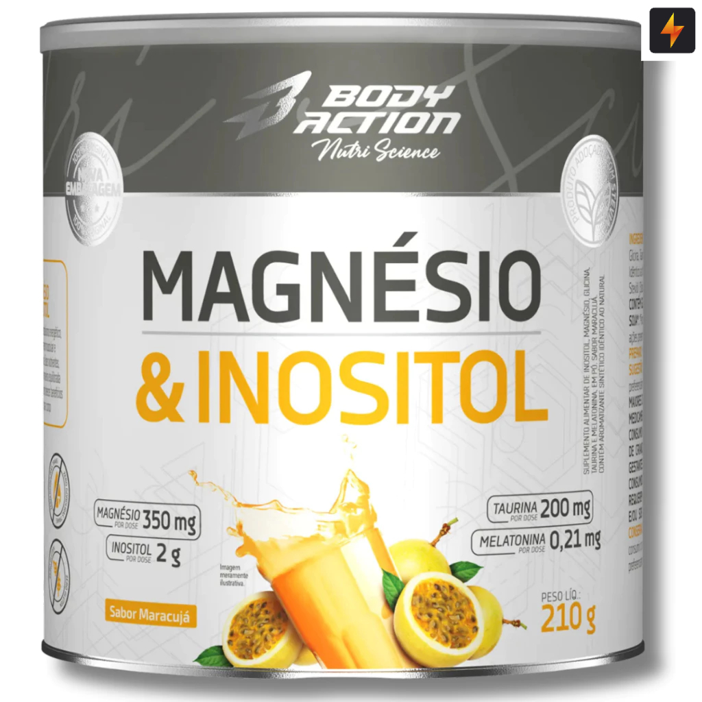 Magnésio e Inositol 210g Melatonina 0,21mg Body Action - Original