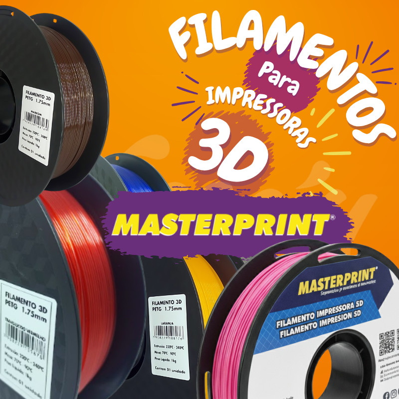 Filamento PETG / PLA MasterPrint Premium 1Kg Impressora 3D Várias Cores