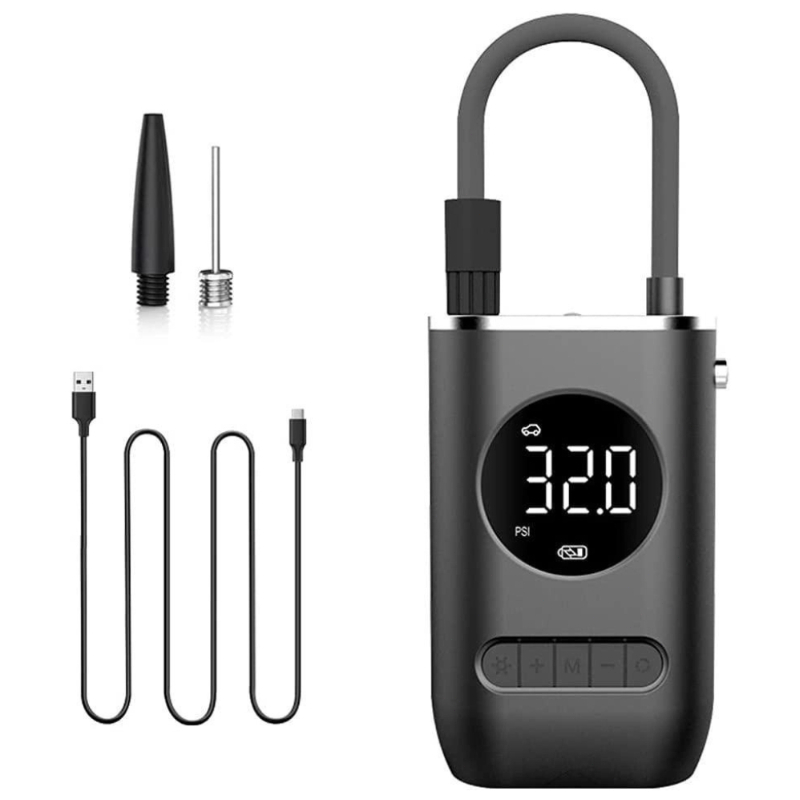 Inflador Elétrico Digital com Display e Bicos Compressor Portátil Veicular Power Bank 5V