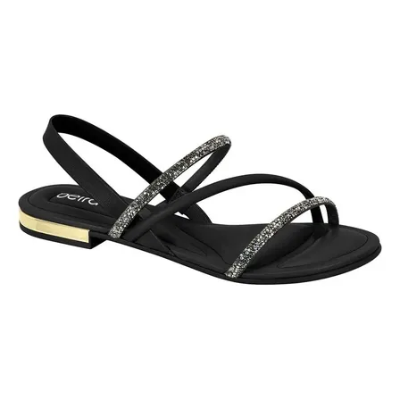 Sandália Feminina Salto Baixo Brilho Confortável Original