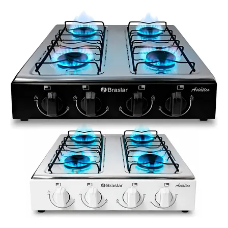 Fogão Cooktop De Mesa Portátil A Gás 4 Bocas Anafe Braslar