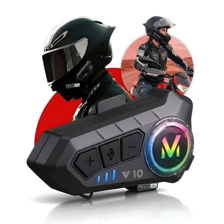 Fone De Ouvido Hardline V10 Bluetooth 5.3 Para Capacete, Com Redução De Ruído