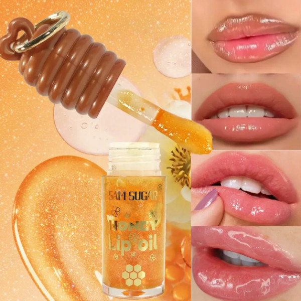 SAM SUGAR Clear Crystal Jelly Lip Gloss Hidratante Mel Oil Shimmer Glaze Hidratação Maquiagem