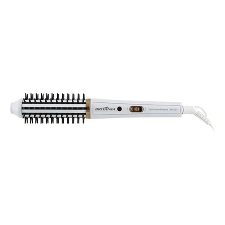 Escova Modeladora Britânia 2 Em 1 Branca Bec04 Bivolt Branco 127/220v
