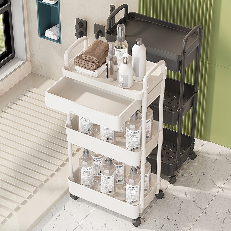 Carrinho Profissional com Rodinhas 360° - 3 Prateleiras e Gaveta para Salão de Beleza e Banheiro