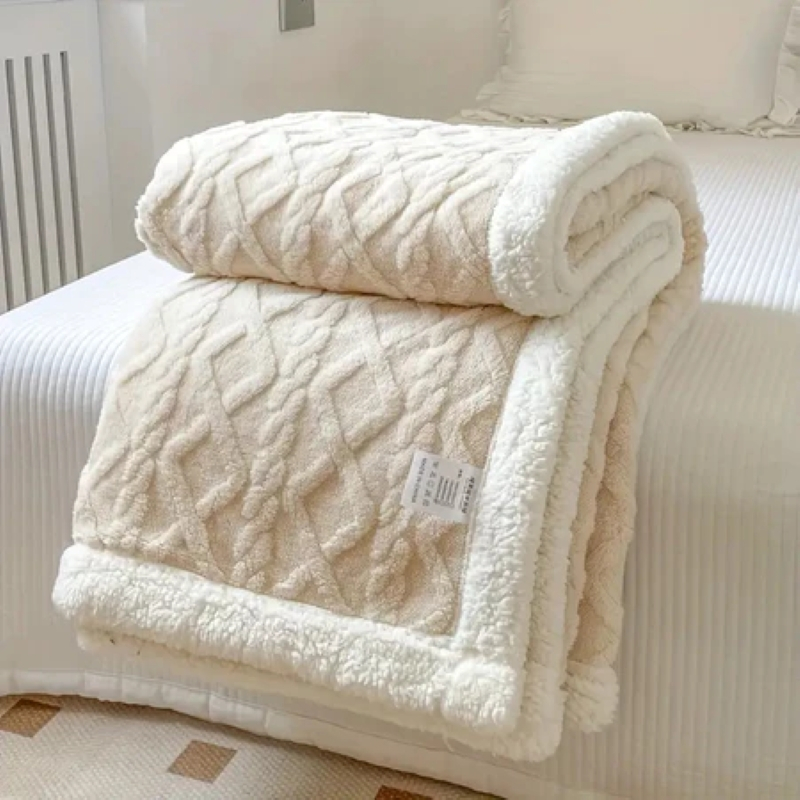 Manta Casal Canelada Com Sherpa Glamour 2,20 x 1,80 Super Macio