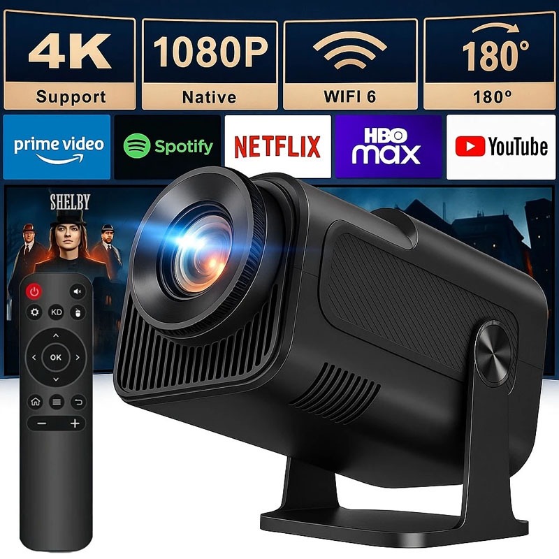 Projetor Smart HY320 Pro Portátil 4K HD Android Wi-Fi 6 Bluetooth 150" Cinema em Casa Bivolt
