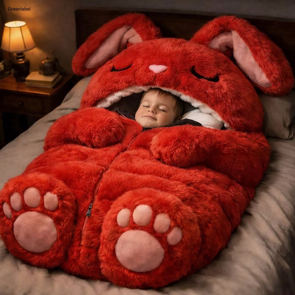 Rabbit Sleeping Bag Warm Adults Plush – Cute Cat Frog Shark Snake Slumber for Home Travel Weather Soft Nap Mat for Men